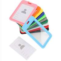 Factory Price  Vertical  PP Plastic ID Card Badge Holder-Double Sides Clear