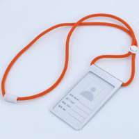 Aluminum Name Badge Holder Vertical ID Card Holder with Adjustable Lanyard/Strap