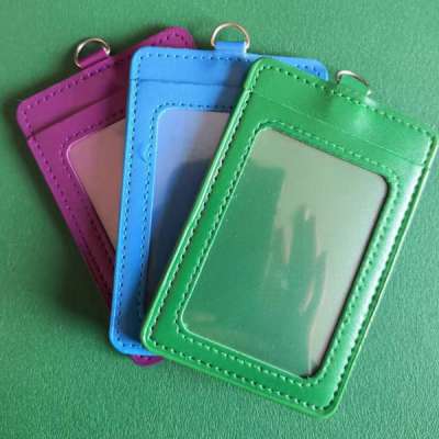 Vertical  PU Leather ID Card Name Badge Holder Multi-cards,Double Badge Holder