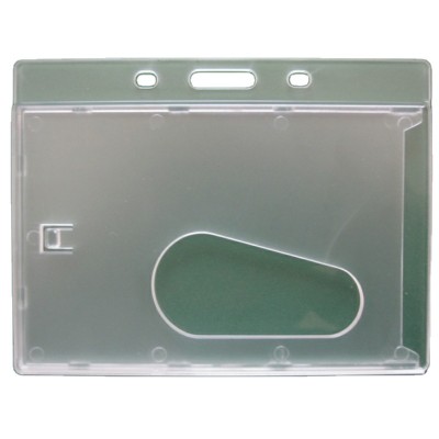 Enclosed Id Badge Holder Frosted Horizontal Hard Plastic ID Card Badge Holder with Thumb Slot