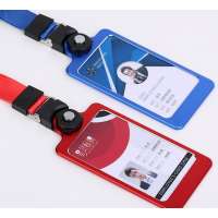 High Grade Aluminum Alloy Metal Employee Name Badge Lanyard ID Card Holder